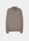 Men's Merino Wool 1/4 Zip Mock Neck Jumper in Mushroom