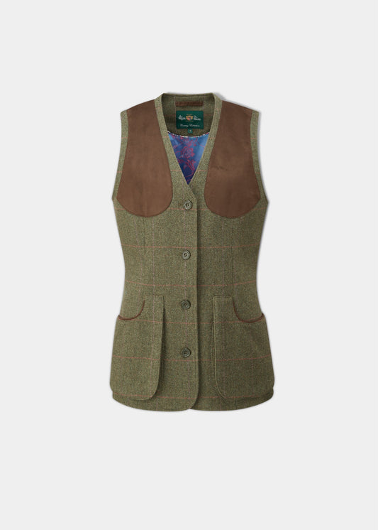 Combrook Ladies Tweed Shooting Waistcoat In Heath