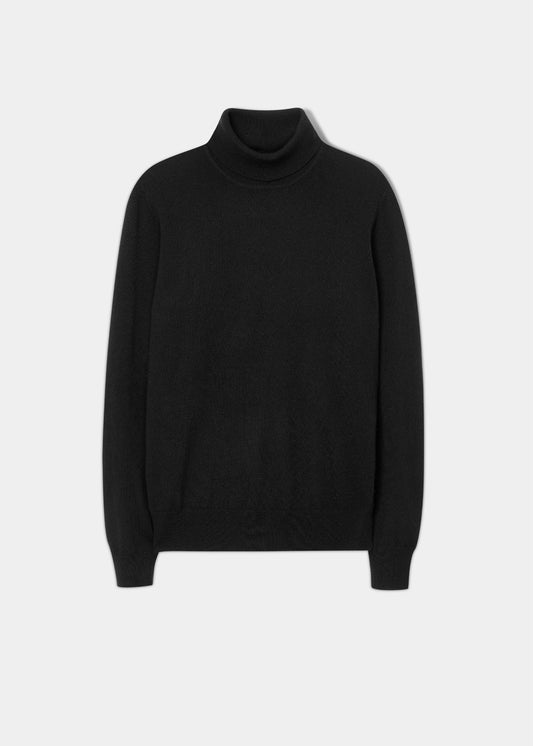 Bunbury Geelong Wool Roll Neck Jumper in Black - Regular Fit