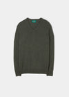 Men's Cashmere V Neck Jumper in Rosemary