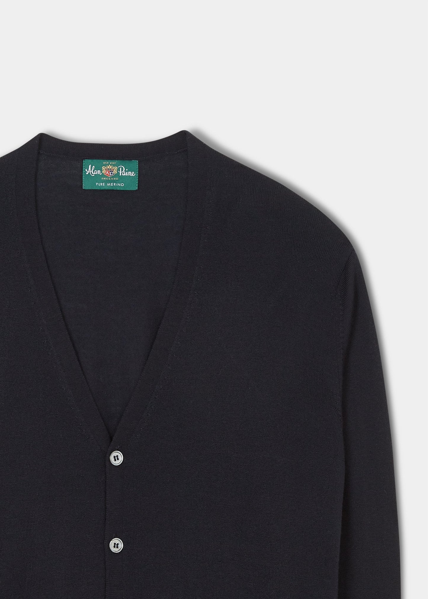 Hockley Men's Merino Cardigan in Dark Navy