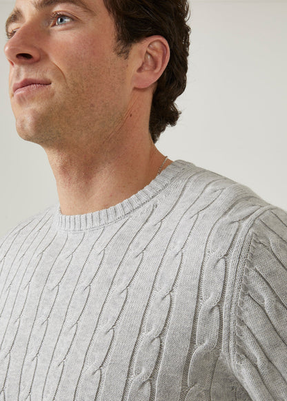 cotton cashmere jumper in dove with a crew neck.