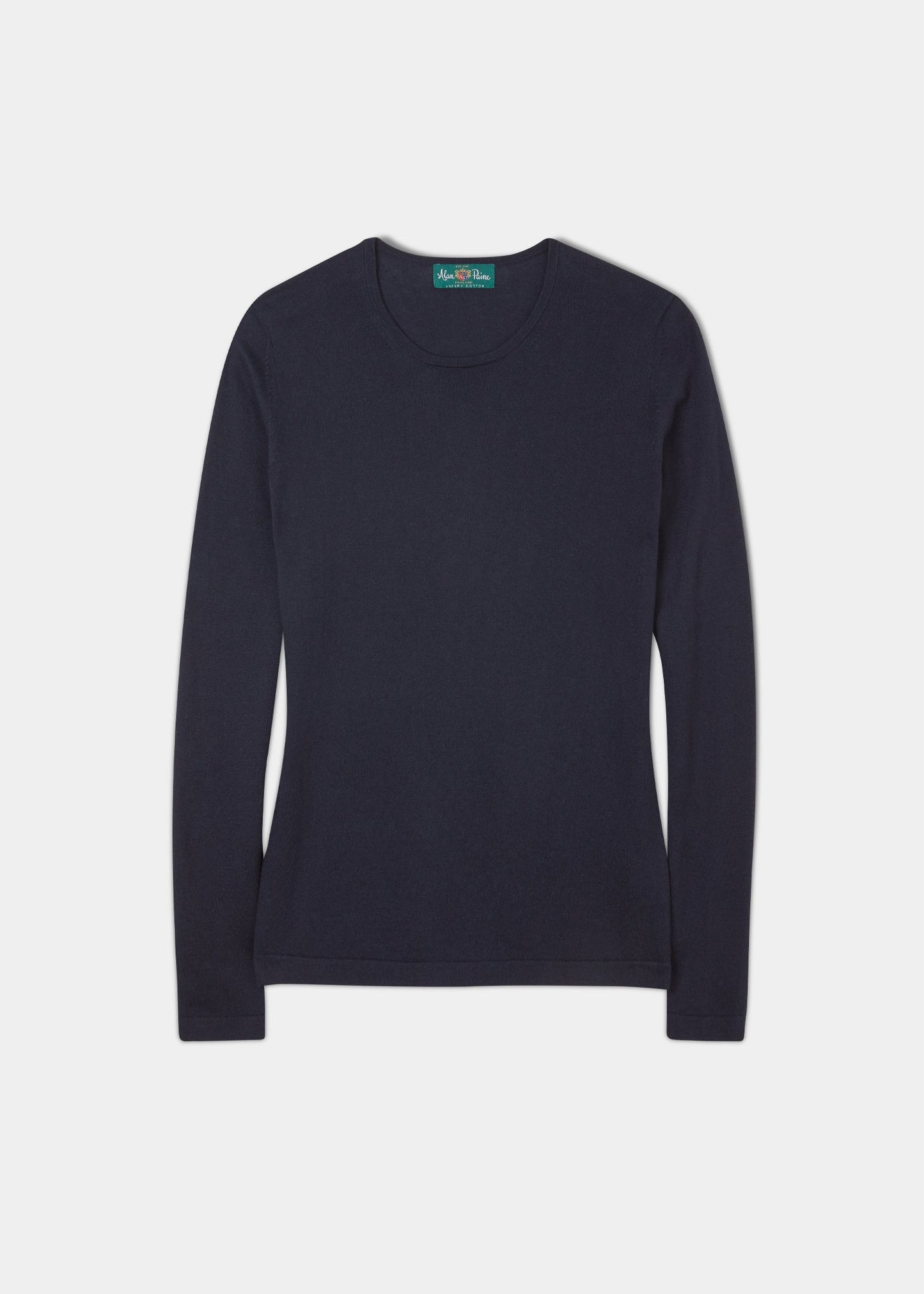 Ladies Cotton Cashmere Crew Neck Jumper In Dark Navy