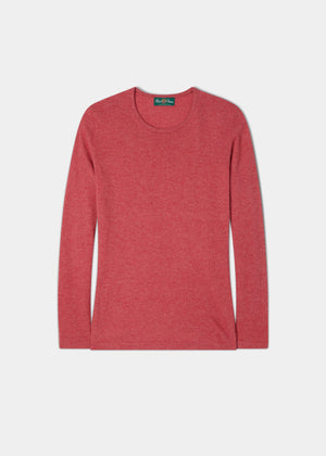 Ladies Geelong Lambswool Crew Neck Jumper In Rouge