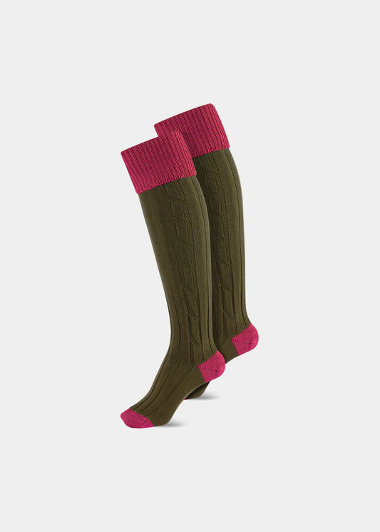 ladies-shooting-socks-pink-olive