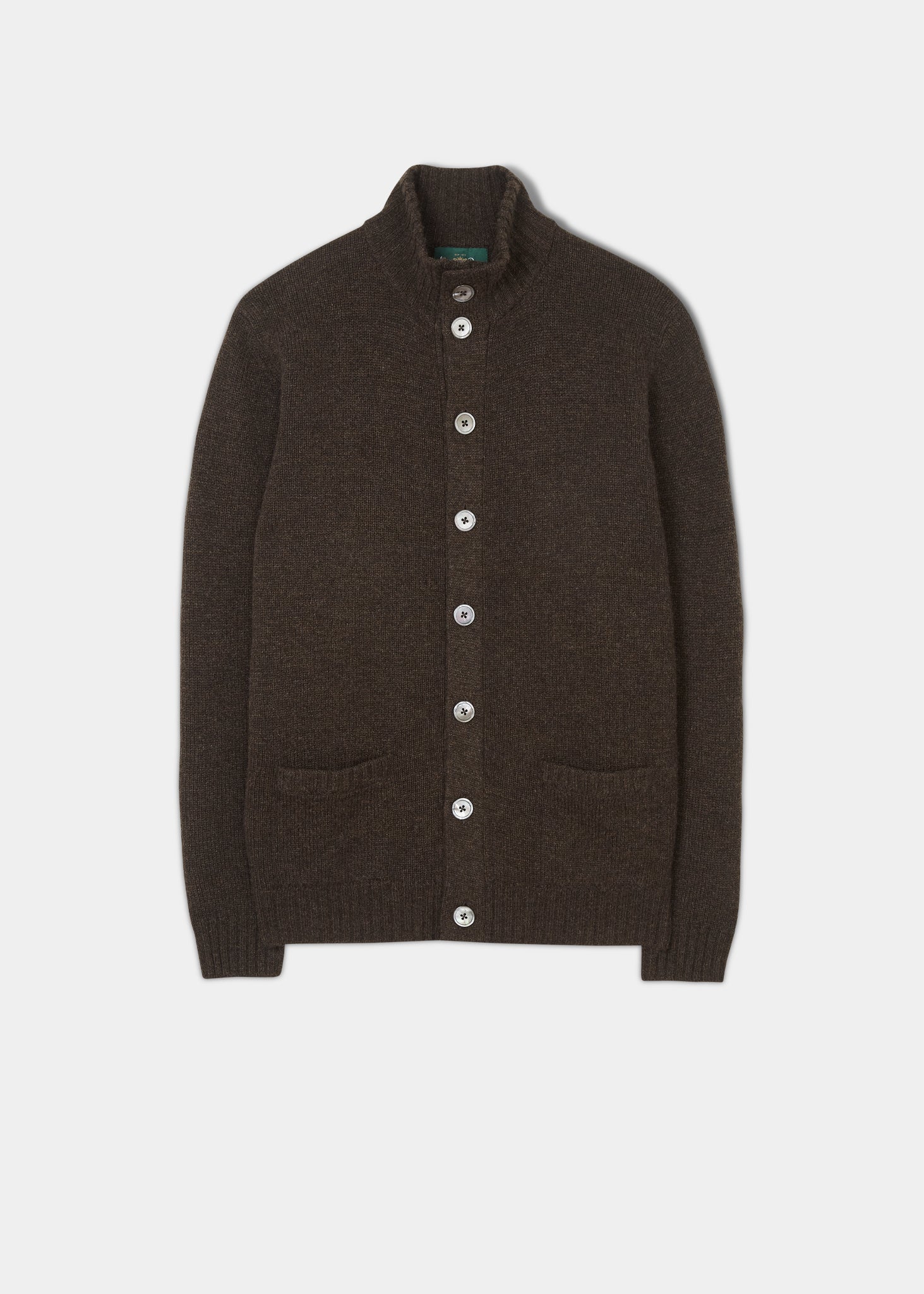 Men's Brown Lambswool Buttoned Jumper