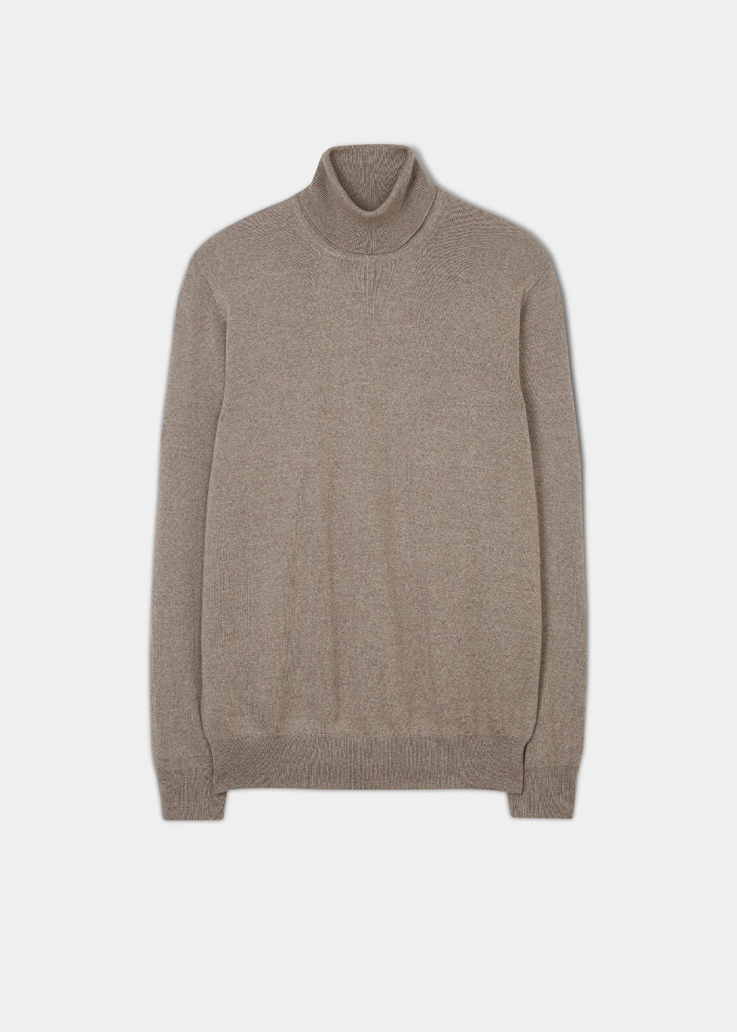 Men's Merino Wool Roll Neck Jumper in Mushroom 