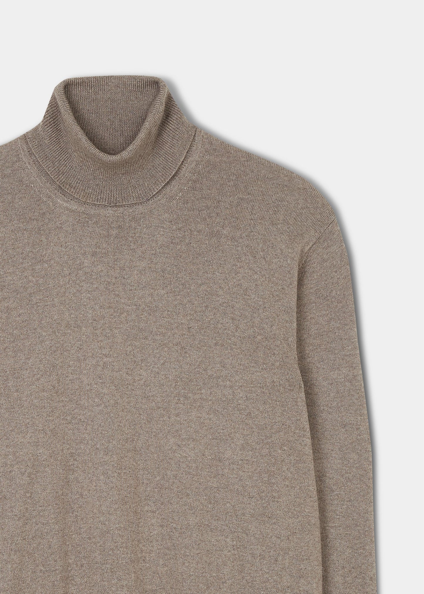 Men's Merino Wool Roll Neck Jumper in Mushroom 