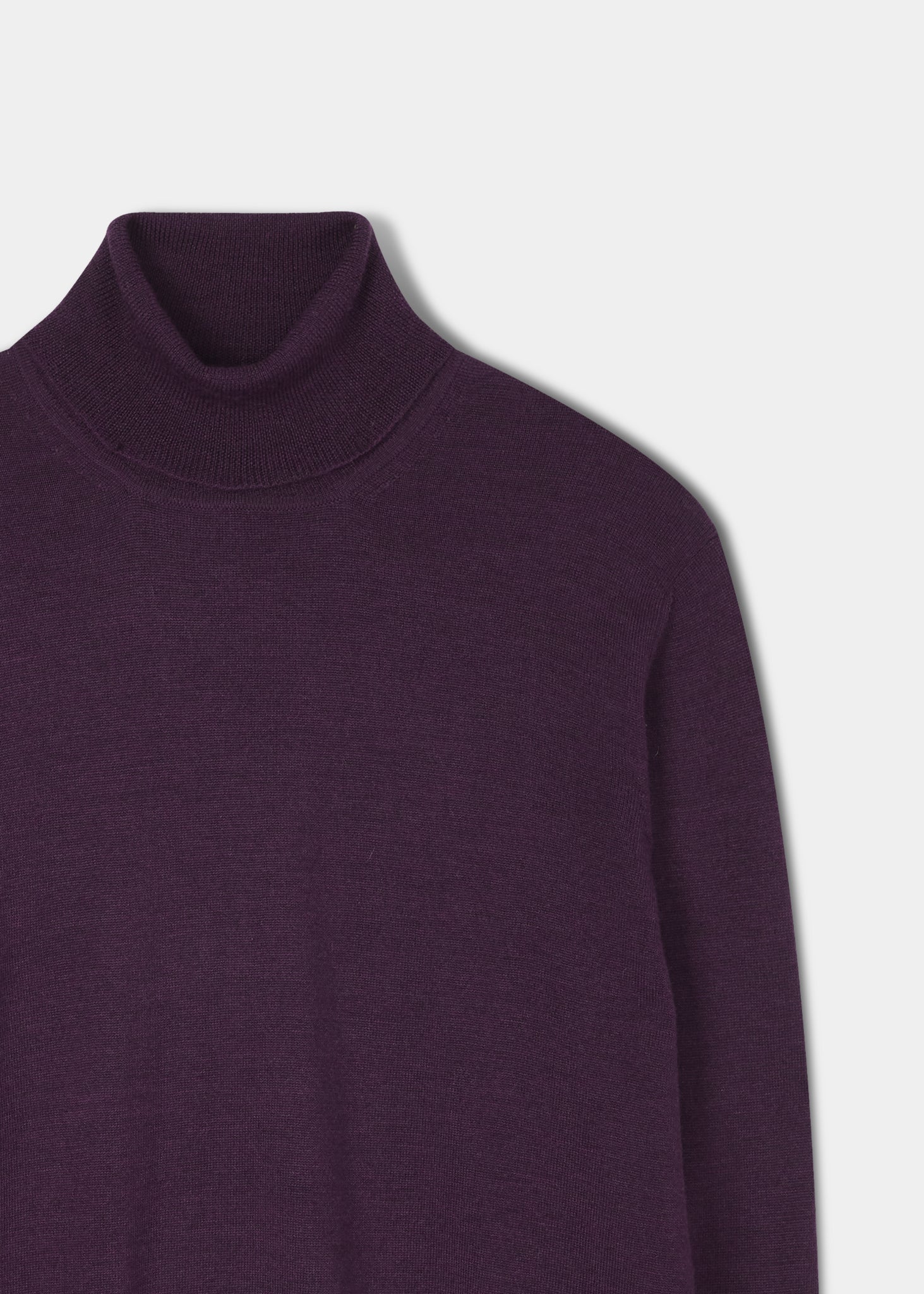 Linton Merino Wool Roll Neck Jumper in Black Grape