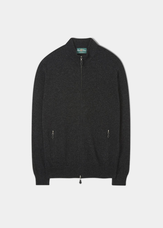 Midhurst Full Zip Jumper In Charcoal - Regular Fit