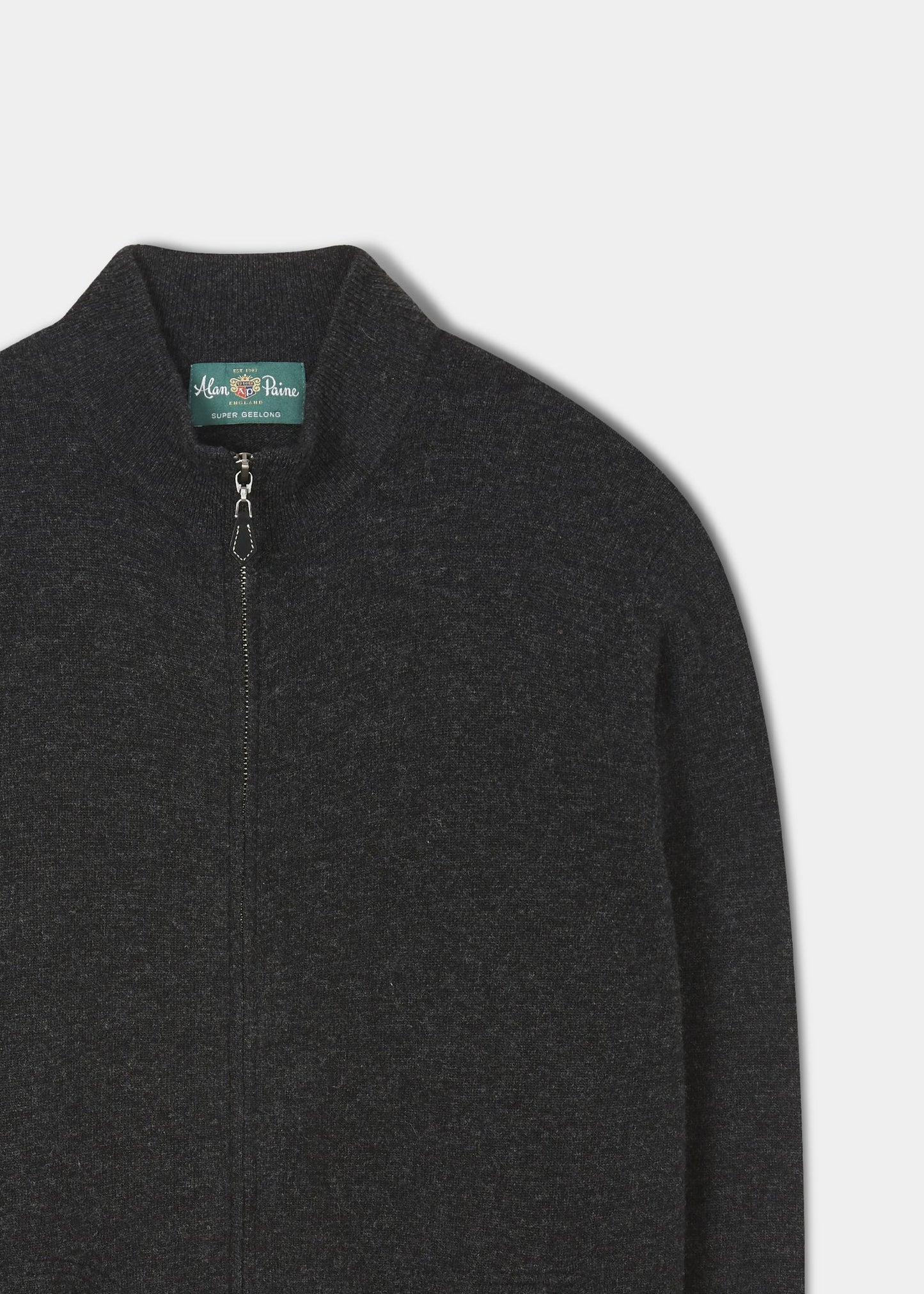 Midhurst Full Zip Jumper In Charcoal - Regular Fit