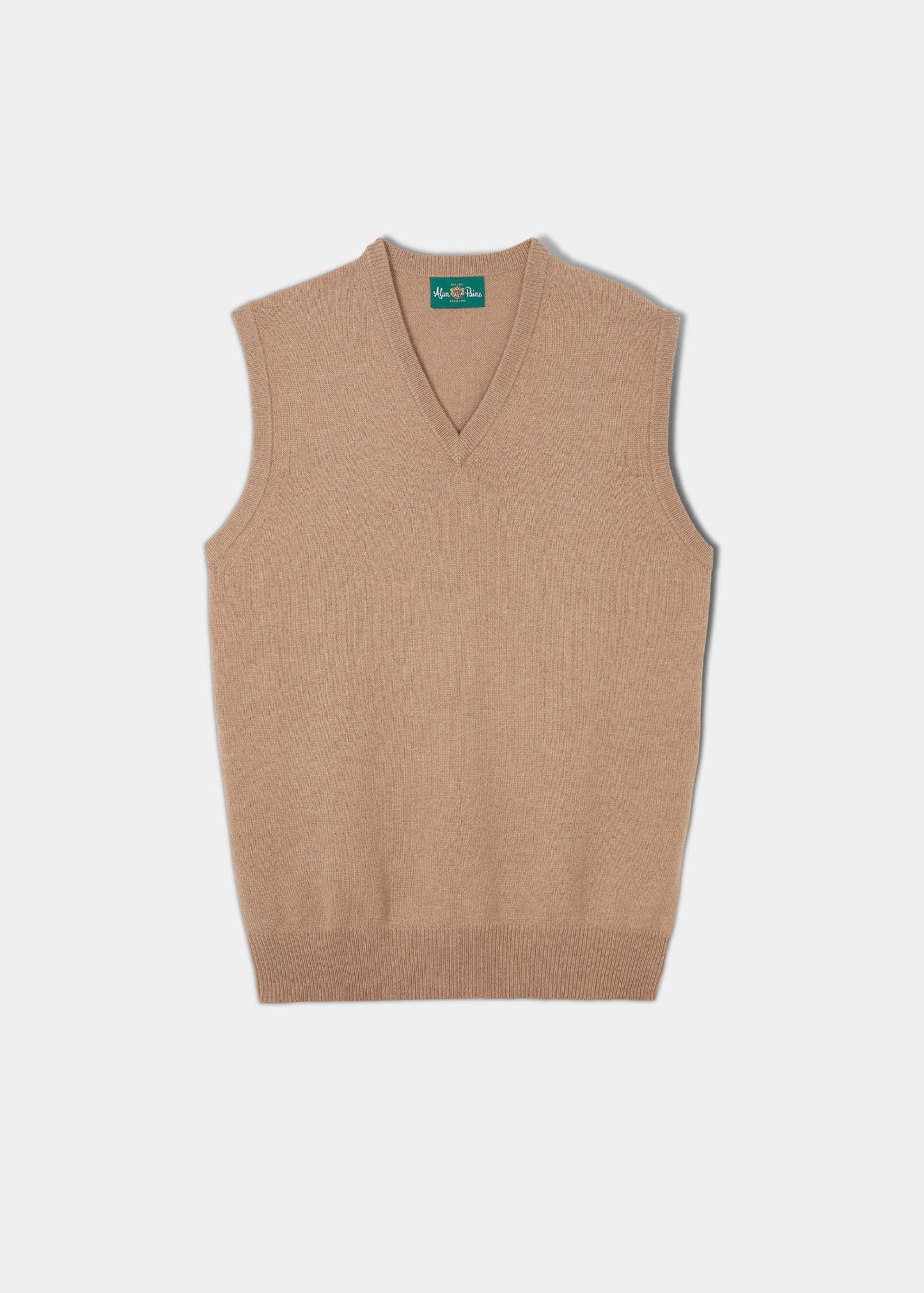 Mens Lambswool Slipover in Camel