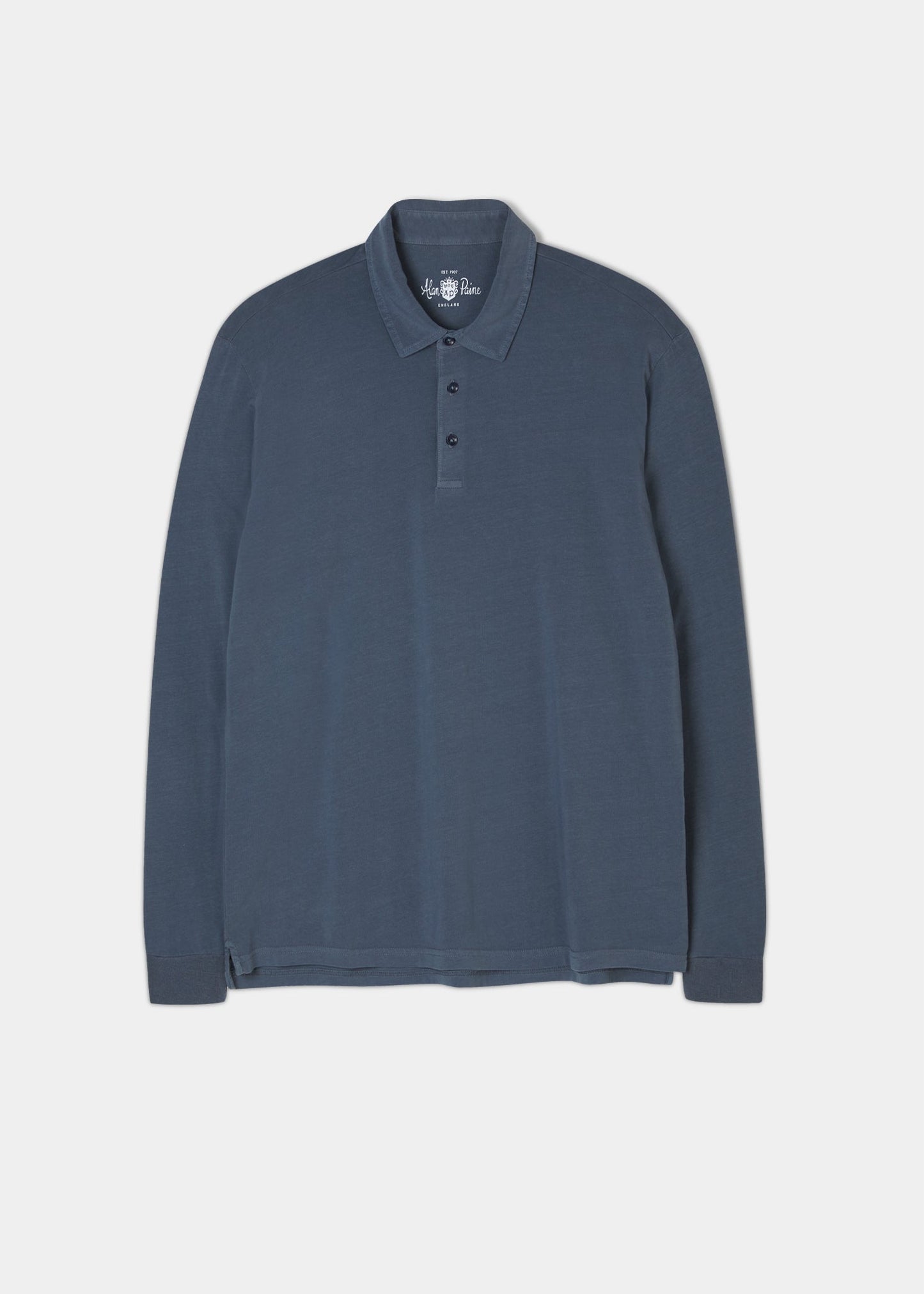 Men's long sleeve faded dye polo in navy