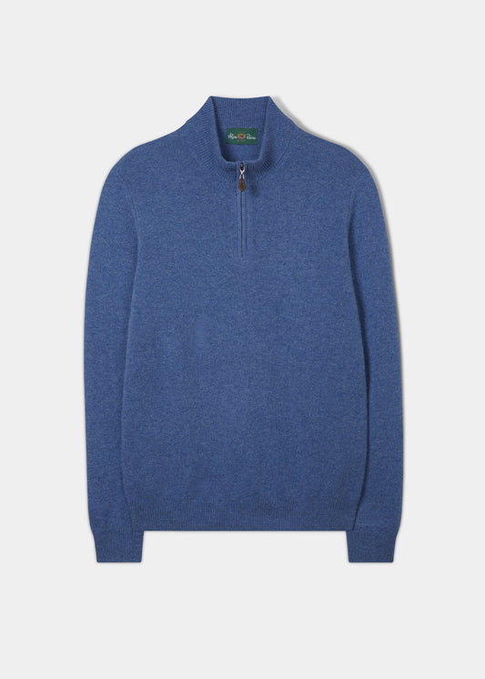 Sutherland Lambswool 1/4 Zip Jumper in Jeans - Regular Fit